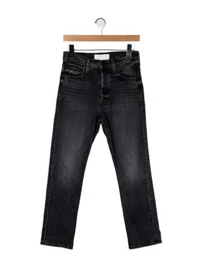 Pre-owned Mother Straight Leg Pants In Black