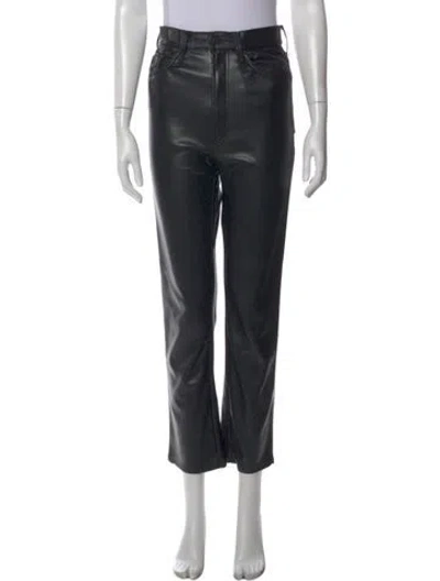 Pre-owned Mother Straight Leg Pants In Black