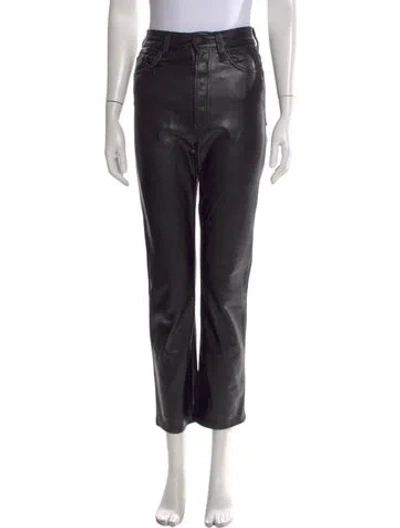 Pre-owned Mother Straight Leg Pants In Black