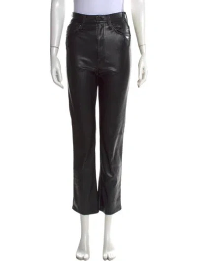 Pre-owned Mother Straight Leg Pants In Black