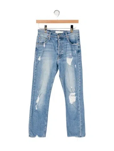 Pre-owned Mother Straight Leg Pants In Blue