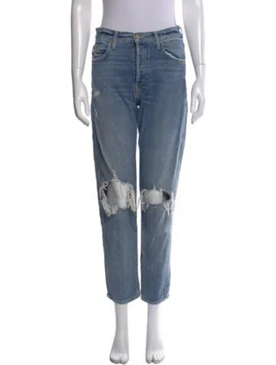 Pre-owned Mother Straight Leg Pants In Blue