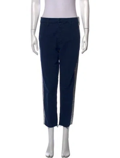 Pre-owned Mother Straight Leg Pants In Blue/metallic/silver