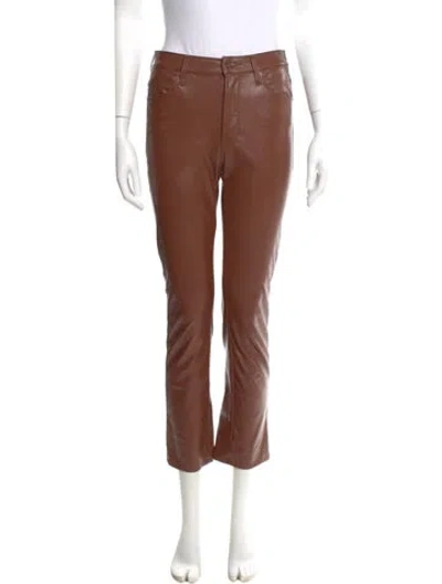 Pre-owned Mother Straight Leg Pants In Brown