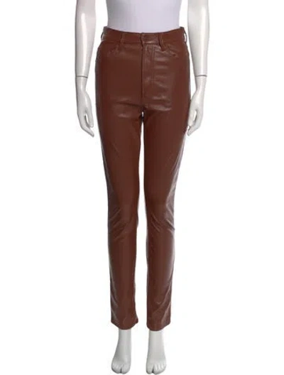 Pre-owned Mother Straight Leg Pants In Brown