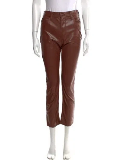Pre-owned Mother Straight Leg Pants In Brown