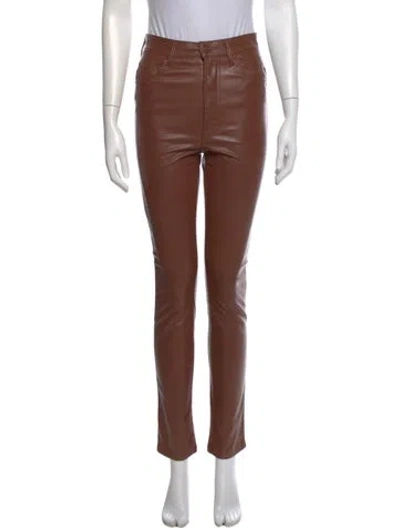 Pre-owned Mother Straight Leg Pants In Brown