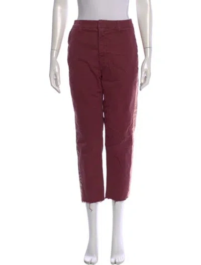 Pre-owned Mother Straight Leg Pants In Burgundy