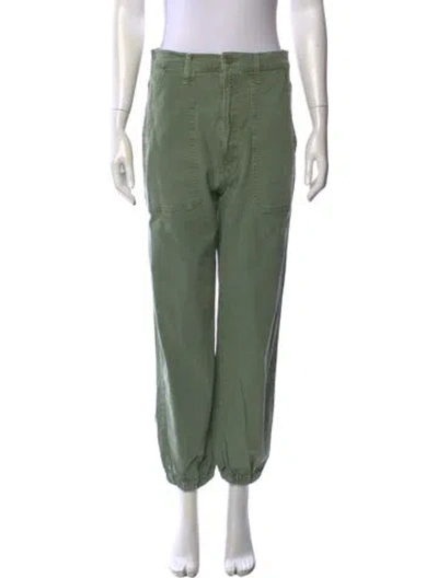 Pre-owned Mother Straight Leg Pants In Green
