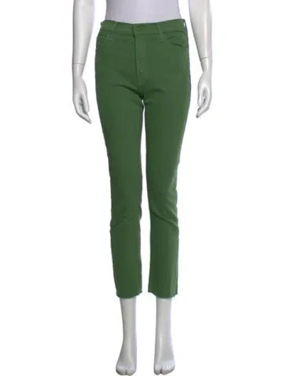 Pre-owned Mother Straight Leg Pants In Green