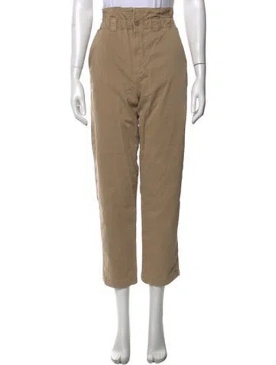 Pre-owned Mother Straight Leg Pants In Neutrals