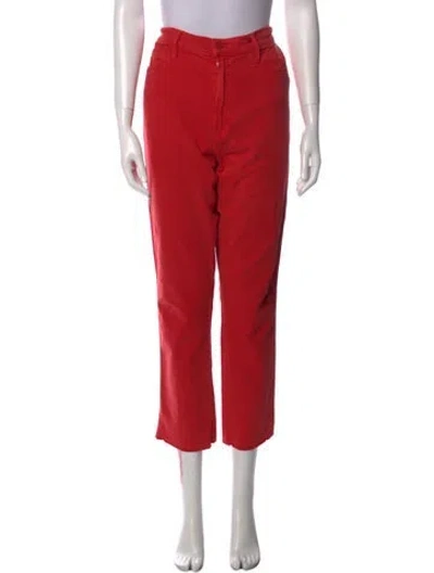 Pre-owned Mother Straight Leg Pants In Red