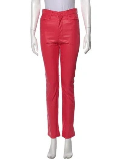 Pre-owned Mother Straight Leg Pants In Red