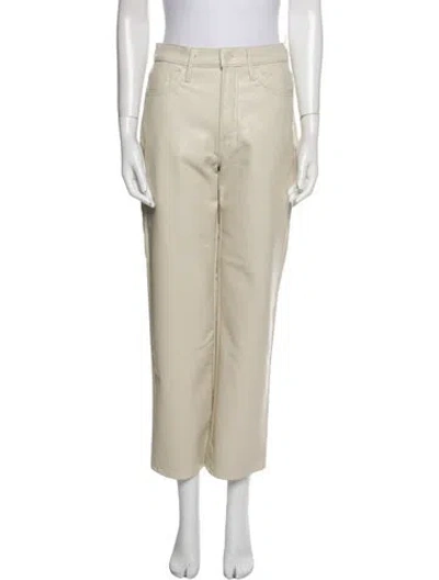Pre-owned Mother Straight Leg Pants In White