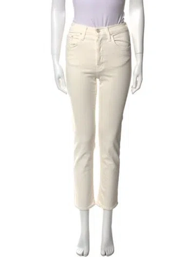 Pre-owned Mother Straight Leg Pants In White