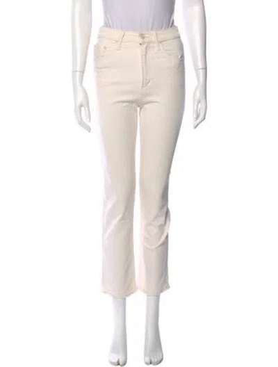 Pre-owned Mother Straight Leg Pants In White