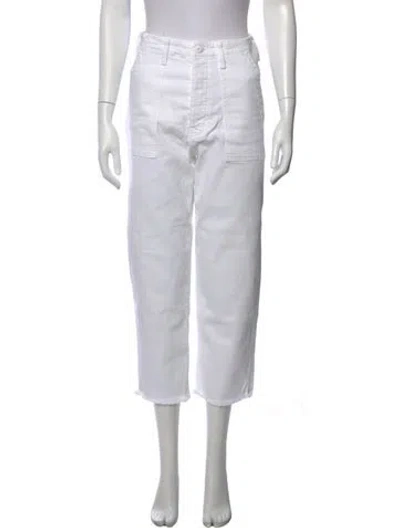 Pre-owned Mother Straight Leg Pants In White