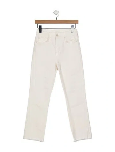 Pre-owned Mother Straight Leg Pants In White
