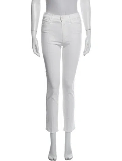 Pre-owned Mother Straight Leg Pants In White