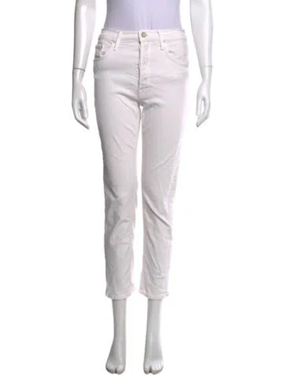 Pre-owned Mother Straight Leg Pants In White