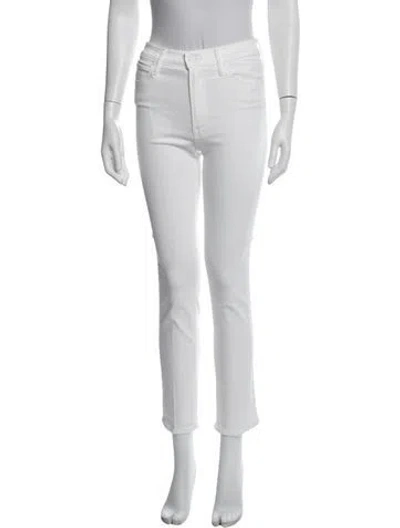 Pre-owned Mother Straight Leg Pants In White