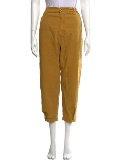 Pre-owned Mother Straight Leg Pants In Yellow