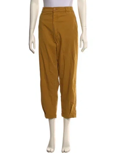 Pre-owned Mother Straight Leg Pants In Yellow