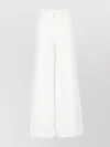Mother Straight Wide-leg Cotton Trousers In White