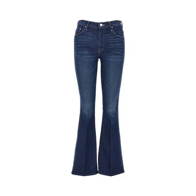 Mother Stretch Cotton Denim Slared Jeans In Blue