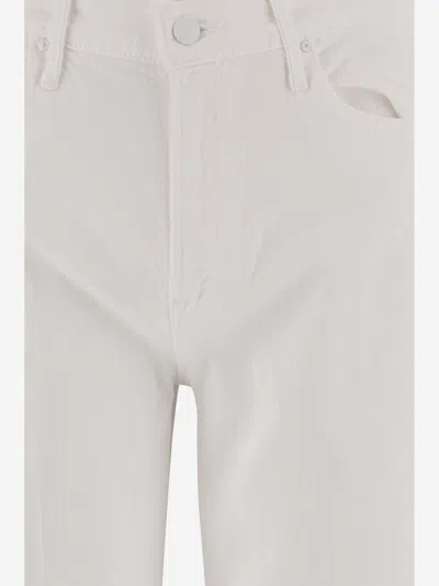 Mother Stretch Cotton Jeans In White