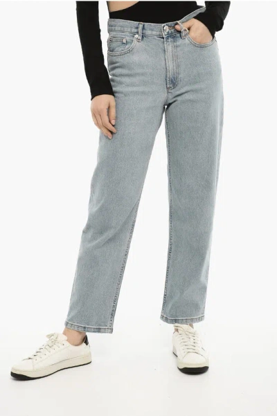 Mother Frayed Hem Slim Fit Jeans 19cm In Blue