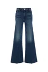 Mother Stretch Denim The Twister Sneak Fray Wide-leg Jeans In Blue