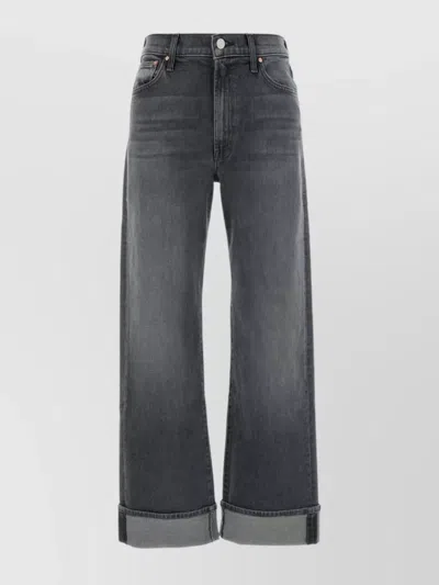 Mother Stretch Denim Wide-leg The Dodger Trousers In Gray