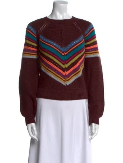 Pre-owned Mother Striped Bateau Neckline Sweater In Burgundy