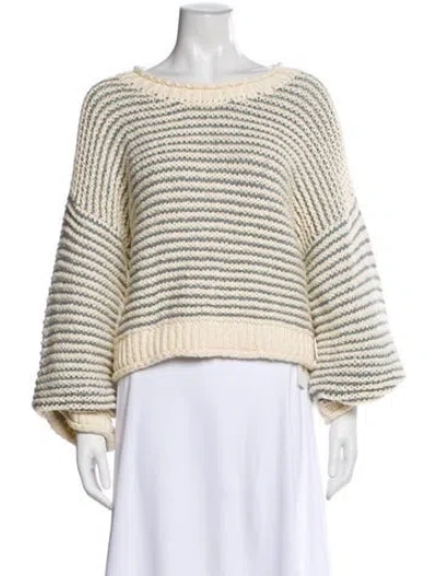 Pre-owned Mother Striped Bateau Neckline Sweater W/ Tags In Neutral