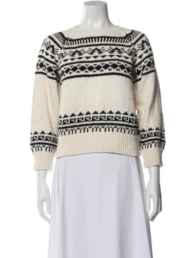 Pre-owned Mother Striped Bateau Neckline Sweater W/ Tags In White