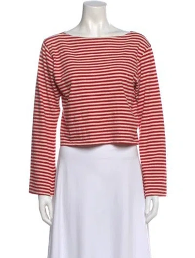 Pre-owned Mother Striped Bateau Neckline Top In Red