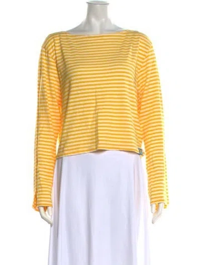 Pre-owned Mother Striped Bateau Neckline T-shirt W/ Tags In Yellow