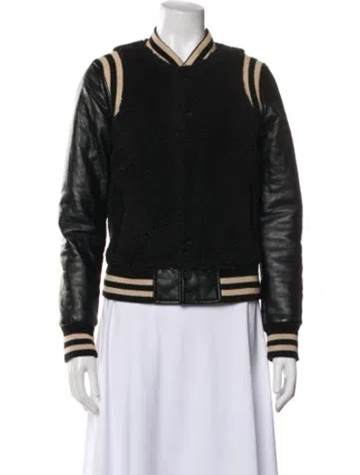 Pre-owned Mother Striped Bomber Jacket In Black