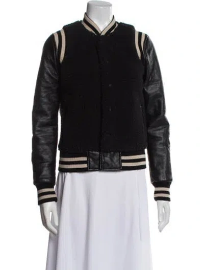 Pre-owned Mother Striped Bomber Jacket In Black