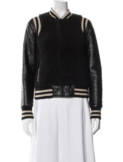 Pre-owned Mother Striped Bomber Jacket In Black
