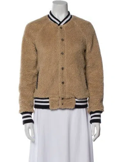 Pre-owned Mother Striped Bomber Jacket In Neutral