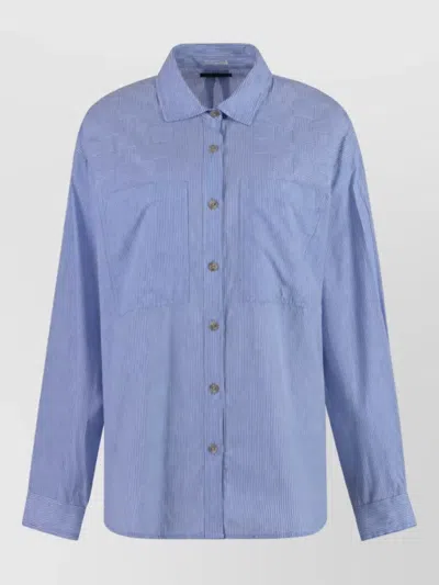 Mother Striped Cotton Shirt In White