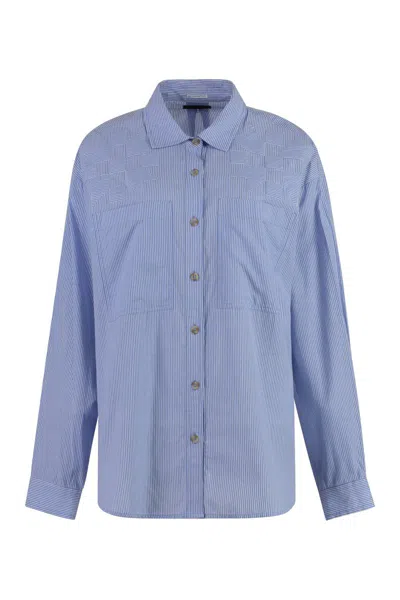 Mother Striped Cotton Shirt With Two Front Pockets In Multi
