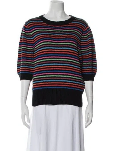 Pre-owned Mother Striped Crew Neck Sweater In Black