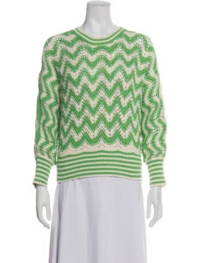 Pre-owned Mother Striped Crew Neck Sweater In Green