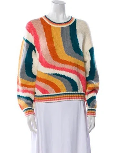 Pre-owned Mother Striped Crew Neck Sweater In Neutral