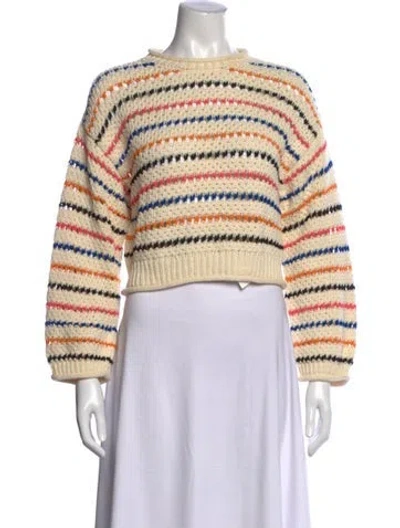 Pre-owned Mother Striped Crew Neck Sweater In Neutral
