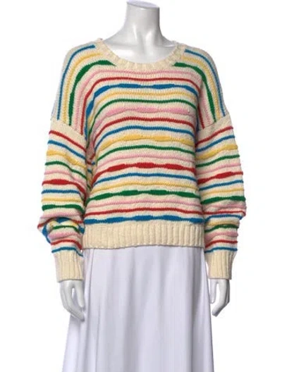 Pre-owned Mother Striped Crew Neck Sweater In Neutral