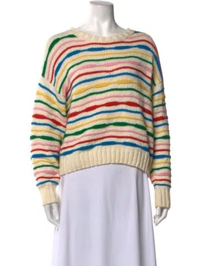 Pre-owned Mother Striped Crew Neck Sweater In Neutrals
